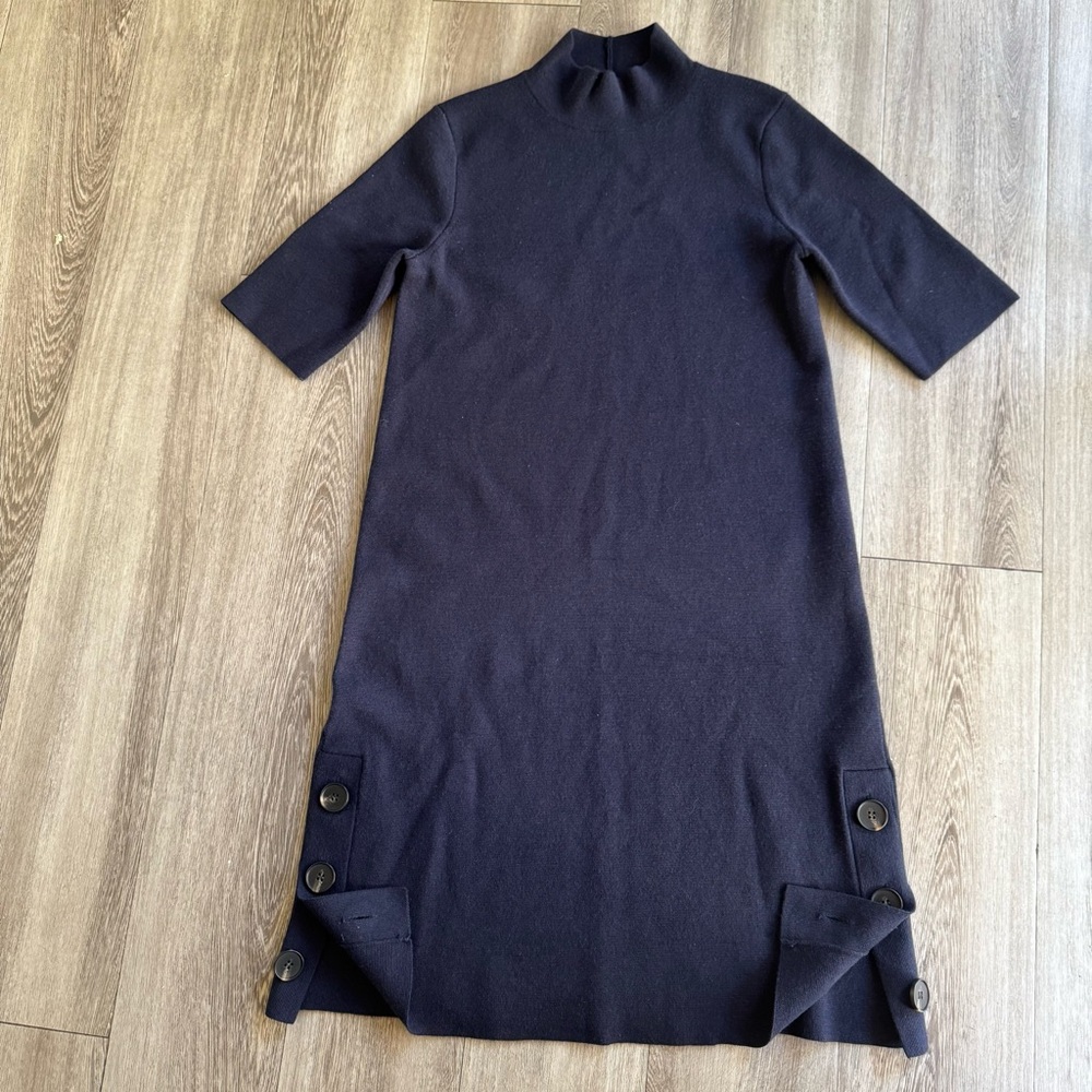 Ann Taylor Sweater  Stretch Dress Navy Extra Fine Merino Wool XS / fits S NWOT